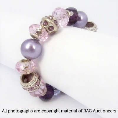 Lauren Michelle Collection Troll Bead Purple and Pink Stretch Bracelet