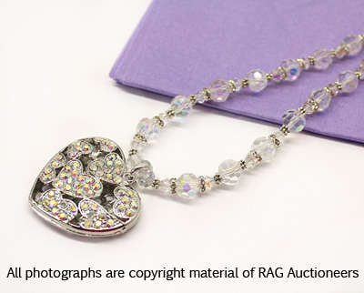 Lauren Michelle Collection Crystal Necklace With Diamante Heart Pendant