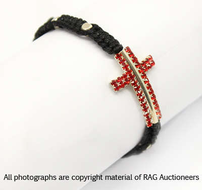 Lauren Michelle Collection Weaved Diamante Cross Bracelet