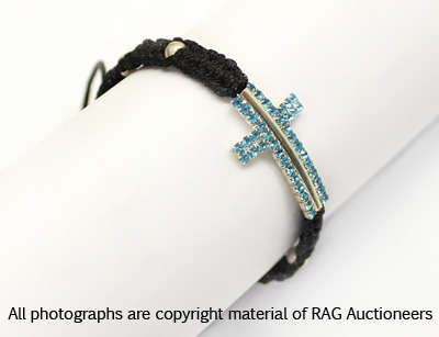 Lauren Michelle Collection Weaved Diamante Cross Bracelet