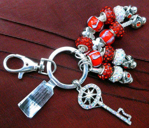 Lauren Michelle Collection Chunky Troll Bead Tasseled Hand Bag Jewelry / Keyring