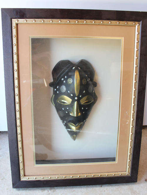 Beautiful Tikar Coin Mask in Large Box Frame