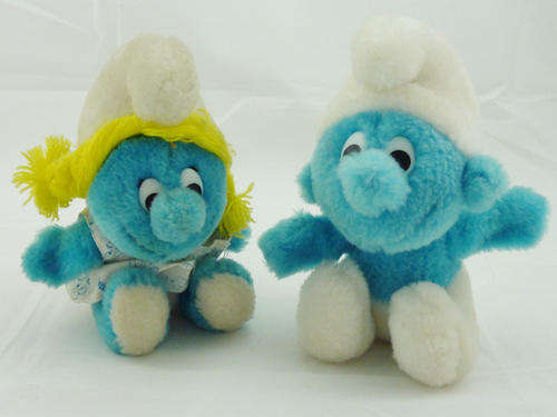 Two Soft Toy Smurfs