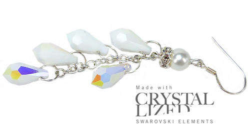 Swarovski White Alabaster Clustered Teardrop Earrings