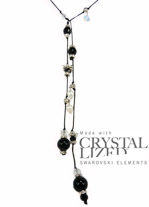 Swarovski Jet And Pearls Lariat