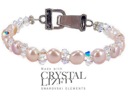 Swarovski Weaved Peach Pearl Bracelet