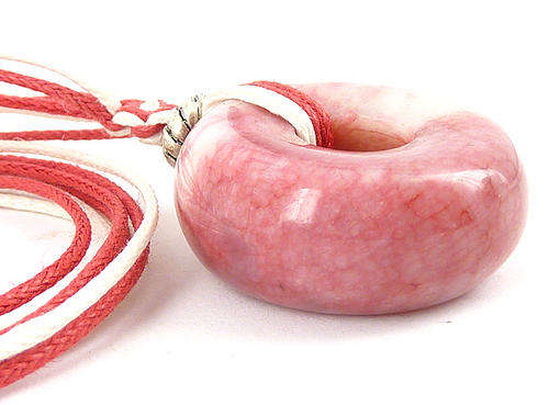 Jade Donught Stone Pendant Necklace In Shades Of Pink