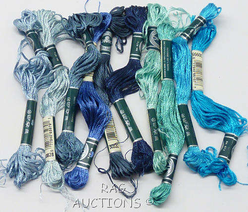 DMC Rayon Thread Skeins in Shades of Blue