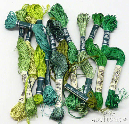 DMC Rayon Thread Skeins in Shades of Greens