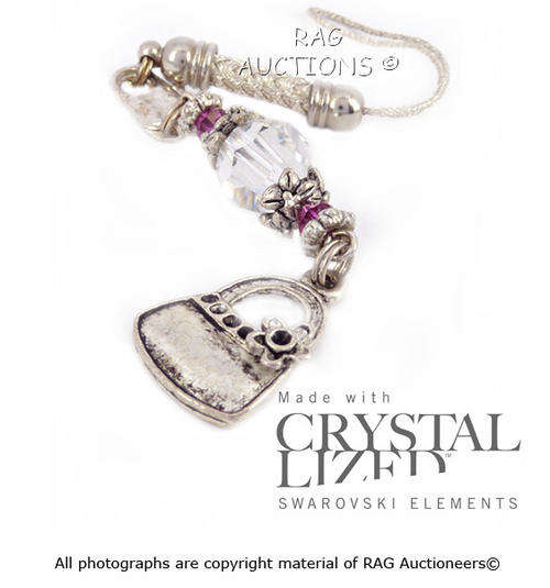 Swarovski Crystal Fuschia and Clear Cell Phone Charm