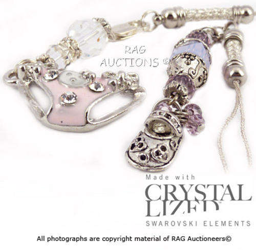 Swarovski Crystal Cell Phone Charms Set Of 2 From The Lauren Michelle Collection