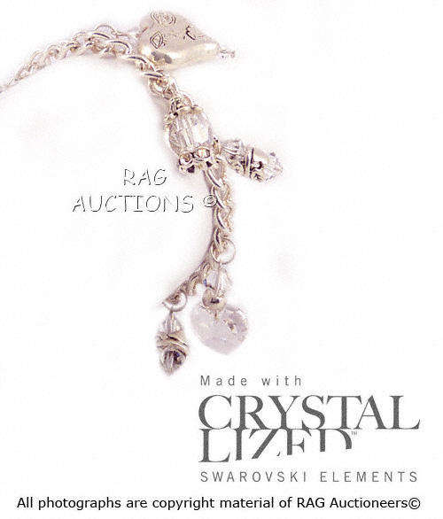 **GENUINE SWAROVSKI** Lauren Michelle Collection Funky Heart Charm Bracelet