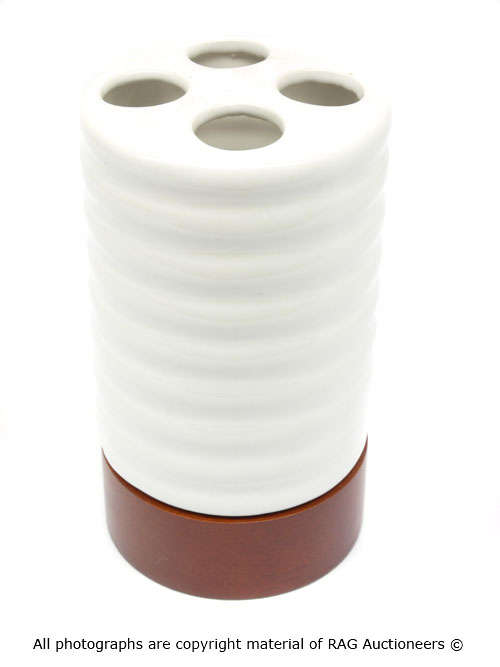 Mahogany Finish Ceramic Toothbrush Holder