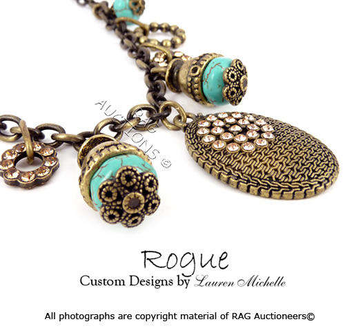**R580**LAUREN MICHELLE COLLECTION Turquoise Howlite Brass Necklace Set (SPRING COLLECTION)