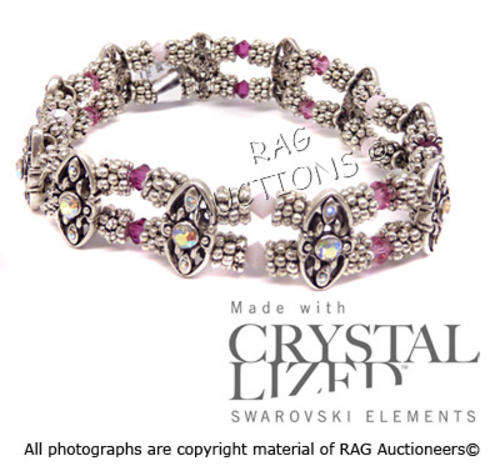 GENUINE SWAROVSKI Rose, Fuschia and Rose Alabaster Stretch Bracelet