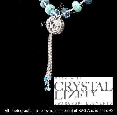 **R820**GENUINE SWAROVSKI Turquoise and Avdenturine Diamante Ball Necklace Set (SUMMER COLLECTION)