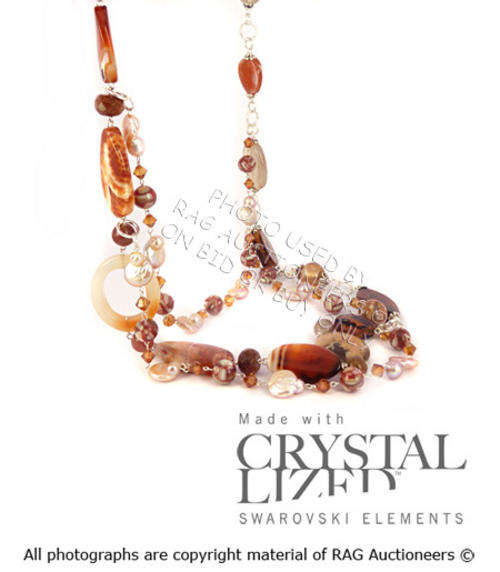 **R1300** GENUINE SWAROVSKI & Fresh Water Pearl Semi-Precious Layer Necklace (SUMMER COLLECTION)