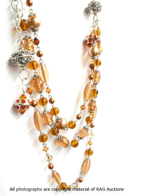 **R890** GENUINE SWAROVSKI & Indian Beads Tier Necklace & Bracelet Set (WINTER COLLECTION)