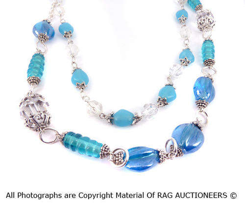 **R840** LAUREN MICHELLE Shades Of Blue Tier Necklace & Bracelet Set