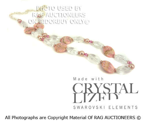 **R880** Rhodonite and Quartz Necklace Set