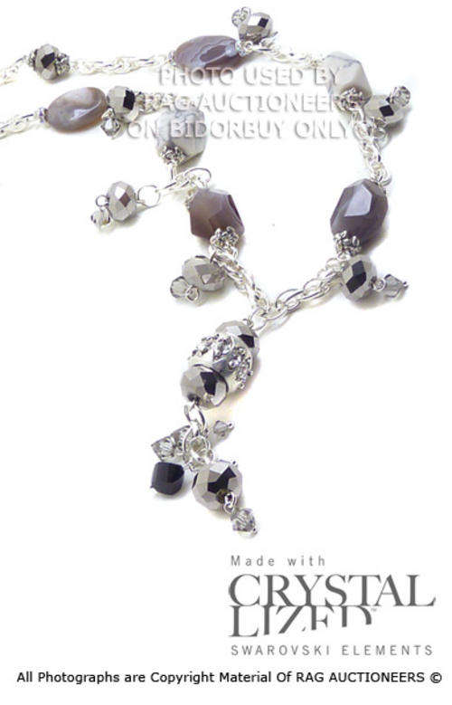 **R800** Classy Crystal and Stone Y-Shaped Necklace