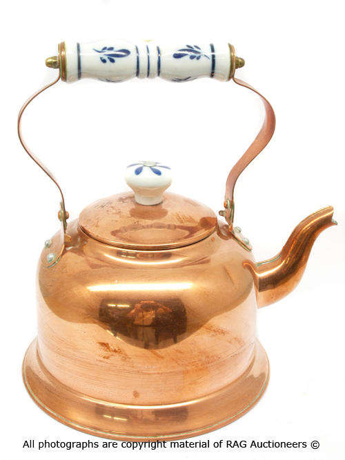 Copper Kettle With Ceramic Handle and Lid Knob