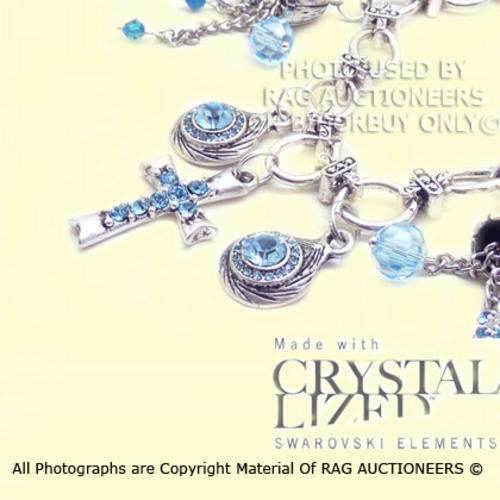 **R820** Stunning Dainty Genuine Swarovski Tasseled Charmed Cross Necklace