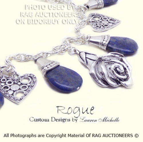 **R700** Stunning LAPIS LAZULI and Rose Pendant Necklace