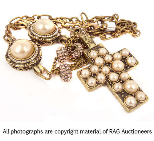 **R640** Cabachon Pearl Cross Necklace from Lauren Michelle