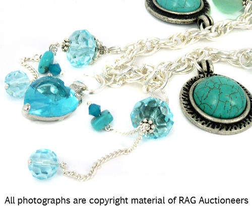 **R820** Turquoise and Adventurine With Heart Pendant Necklace