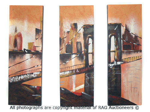 3 Long Paintings Of a Bridge