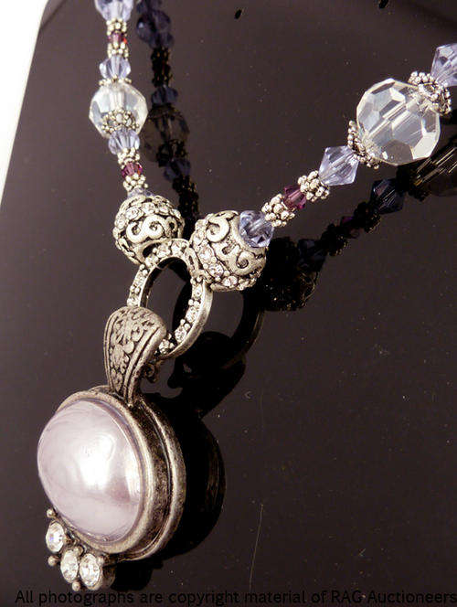 **R820** Lauren Michelle Collection Violet Swarovski Necklace with Detachable Pendant