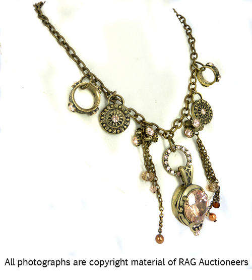 **R740** Lauren Michelle Collection Detachable Pendant Necklace with Swarovski Pearl and Crystal