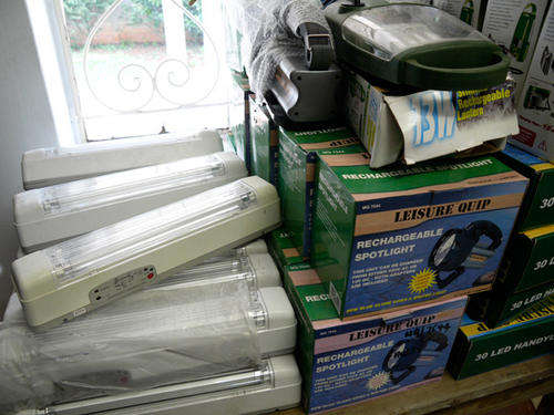 Large Lot Of Rechargeable Lights, Spotlights and Emergency Lights