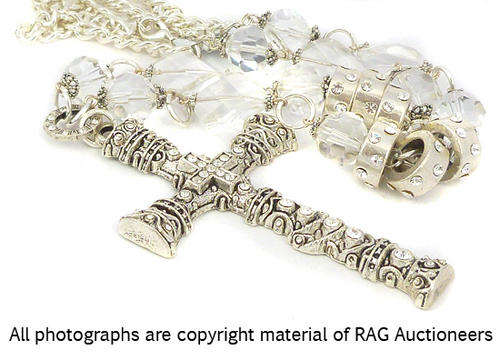 **R880** Lauren Michelle Collection Swarovski Twist Chessboard Pendants and Large Cross Necklace