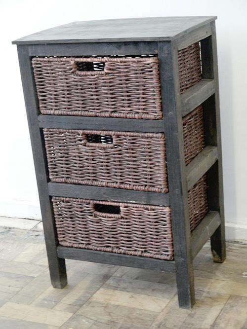 Dark Stained Pine 3-Drawer Pedestal