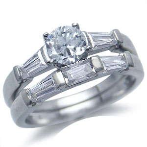 ##FREE SHIPPING## WEDDING SET OF 2 Classic Rhoduim Plated over 9.25%