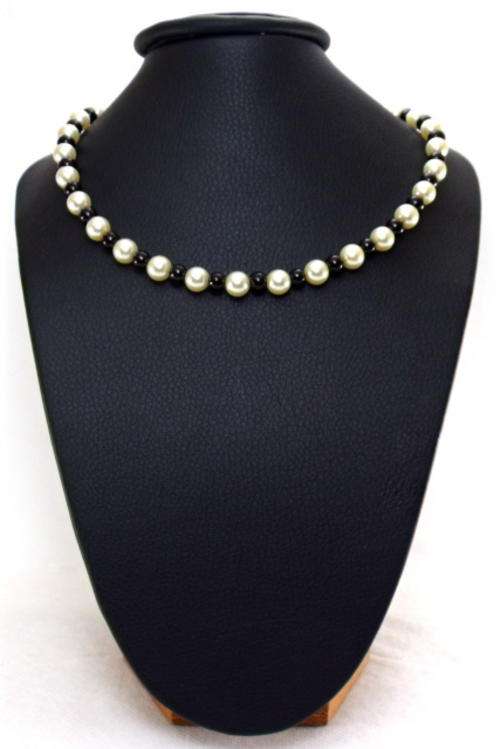 40cm Black and Oyster colour Swarovski Glass Pearl Necklace by Cooper & Lombard Jewelry