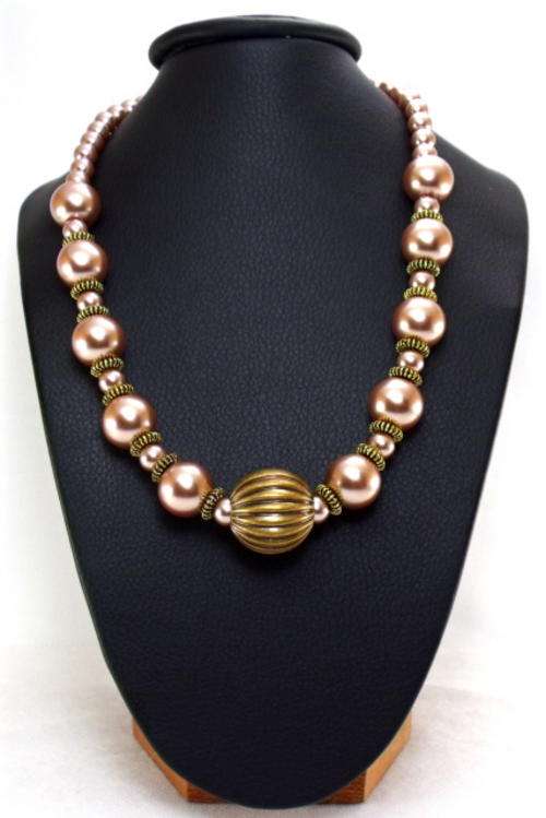 47cm Old Gold Colour Sebavasi Pearl Necklace by: Cooper & Lombard Jewelry