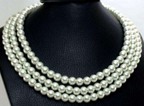 *ELEGANCE RANGE*Tripe Strand Vanilla-Cream Pearl necklace by Cooper and Lombard Jewellry