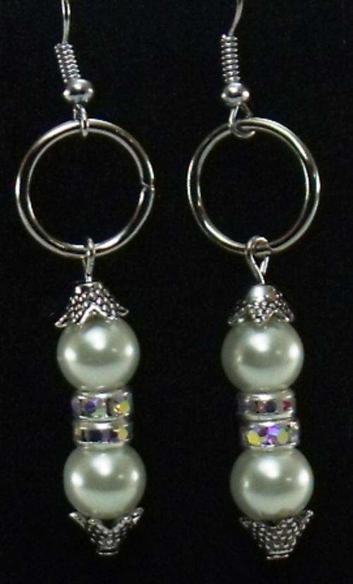 *ELEGANCE RANGE*Vanila-Cream Pearl and diam-ante Earrings by Cooper and Lombard Jewellry