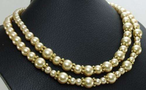Double Strand Light Gold Pearl Necklace by Cooper and Lombard Jewellry