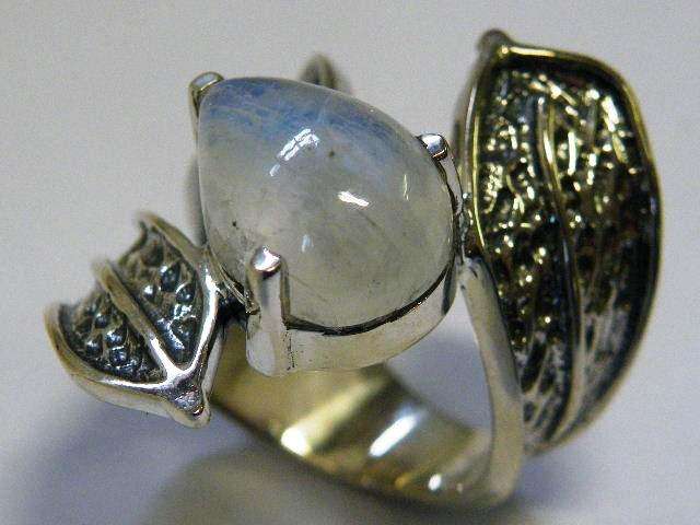 925 silver ring with teardrop moonstone Gemstone by Cooper and Lombard Jewelry
