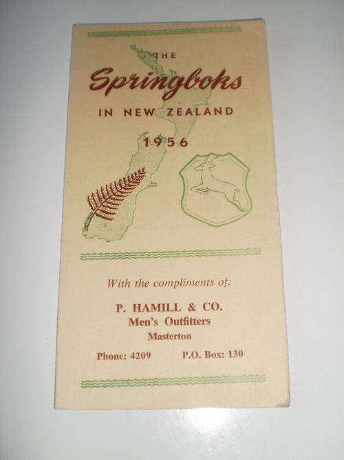 1956 SPRINGBOK TOUR OF NEW ZEALAND SCORECARD