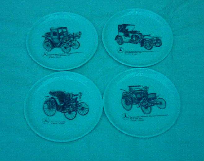 4 LOVELY COASTERS DEPICTING VINTAGE VEHICLES FROM THE DAIMLER -BENZ-MUSEUM