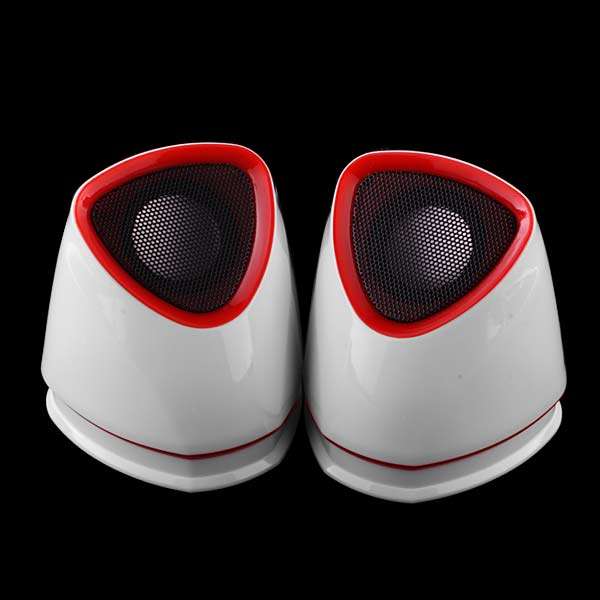 Elegant Ivory White 3.5mm Jack USB 3D Portable Mini Stereo Speakers for PC/Notebook