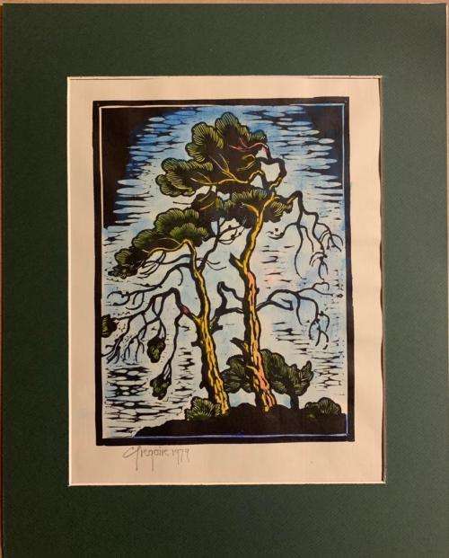 Gregoire Boonzaier Linocut Watercolour