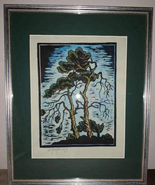 Gregoire Boonzaier Linocut Watercolour