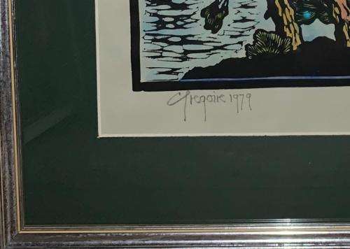 Gregoire Boonzaier Linocut Watercolour