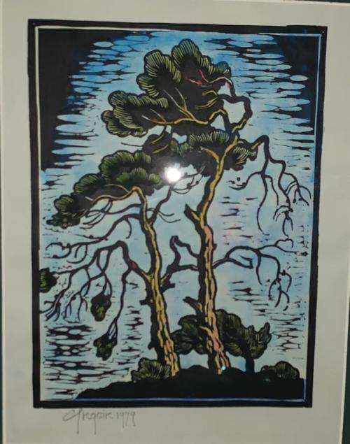 Gregoire Boonzaier Linocut Watercolour